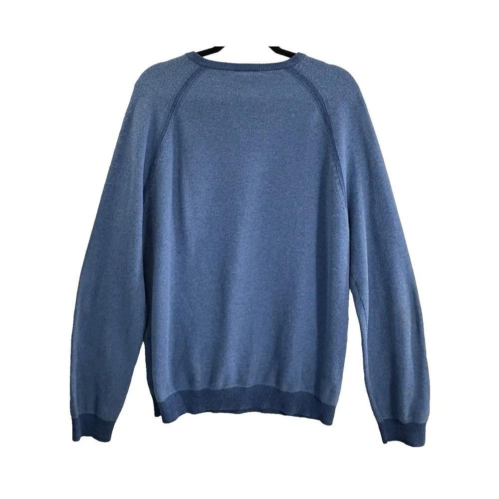 TOMMY BAHAMA Men Reversible‎ Pullover Sweater V Neck Pima Cotton Sz L Blue 81-22